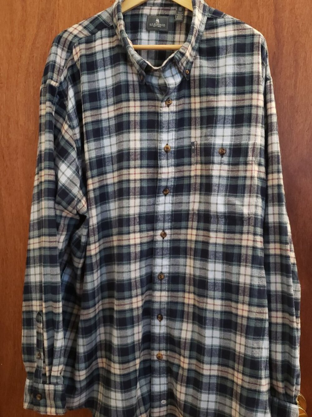 G.H. Bass & Co. Mens Plaid Flannel Cotton Long Sleeve Button Down Shirt Size 3XL